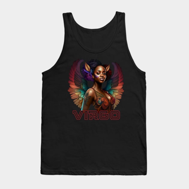 Black Virgo Zodiac Sign Woman Tank Top by SassyElevate2